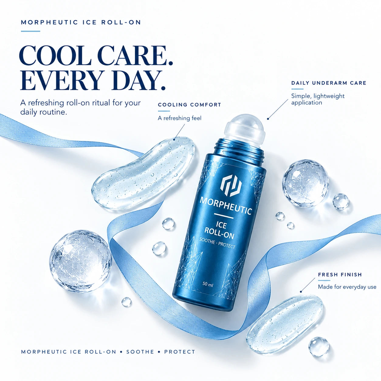 MORPHEUTIC Ice Roll-On — 'Cool care. Every day.' brand hero banner
